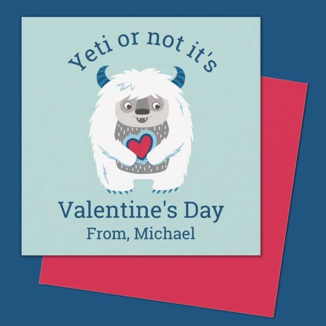 Cartão De Notas Kids Namorados Yeti (A fun mini yeti valentine card. perfect for a school classroom exchange)