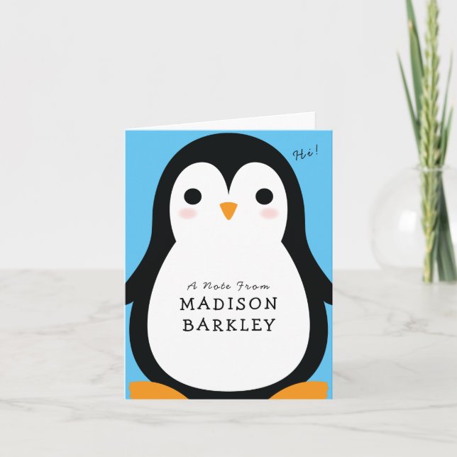 Cartão De Notas Kids Penguin - Placas de Papel de carta em Cubo (Frente)