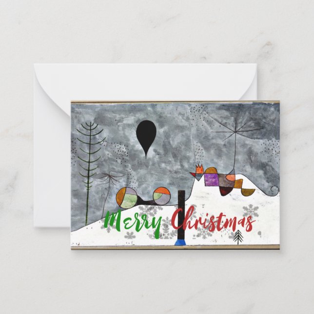 Cartão De Notas Klee - Pintura de Inverno, Cumprimentos de Natal (Frente)