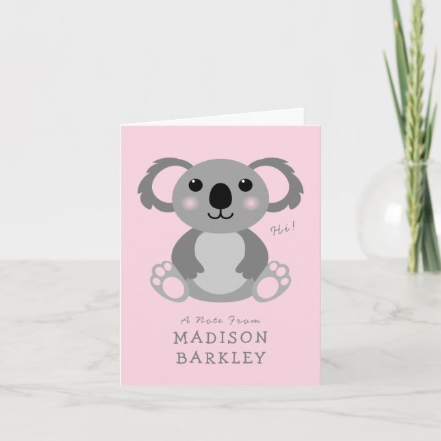 Cartão De Notas Koala Bear Kid's Cute Stationary Cards (Frente)