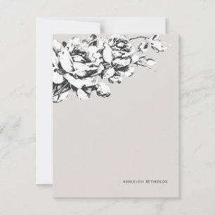 Cartão De Notas La Vie en Rosa Floral Stationery - Cinza