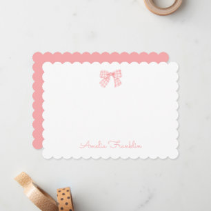 Cartão De Notas Laço Aquarela Rosa Elegante Personalizado