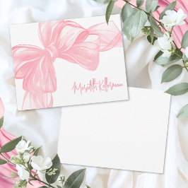 Cartão De Notas Laço Rosa Elegante Personalizado