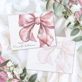 Cartão De Notas Laço Rosa Elegante Personalizado