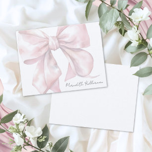 Cartão De Notas Laço Rosa Personalizado