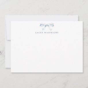 Cartão De Notas Laço Vintage Azul Empoeirado Personalizado Plano