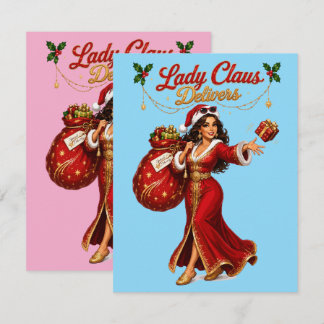 Cartão De Notas Lady Claus Entrega Presentes de Natal
