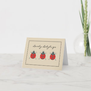 Cartão De Notas Ladybugs Belo Trio de Placas Vazios Ladybugs