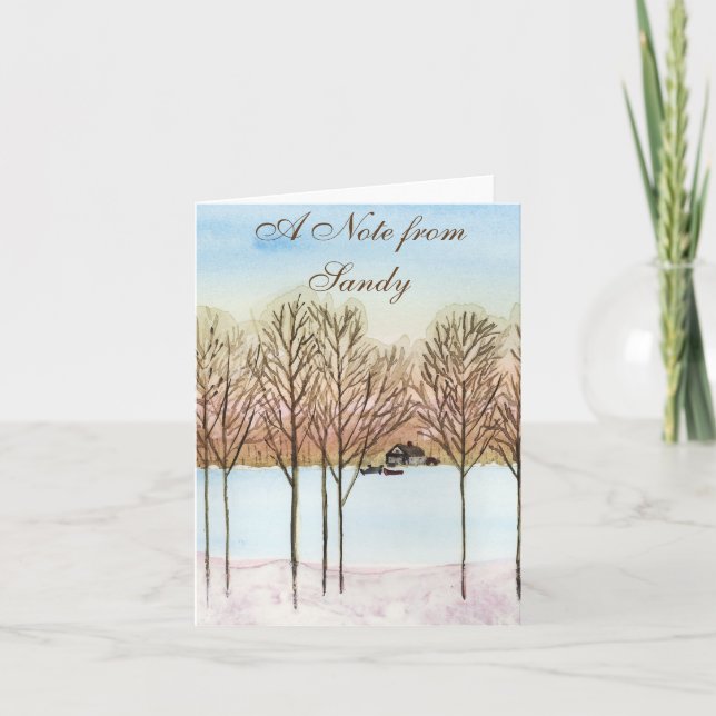 Cartão De Notas Lago de inverno (Frente)