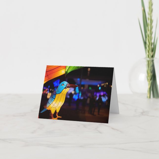 Cartão De Notas Lanterna Chinesa Art Bluebird Notecard (Frente)
