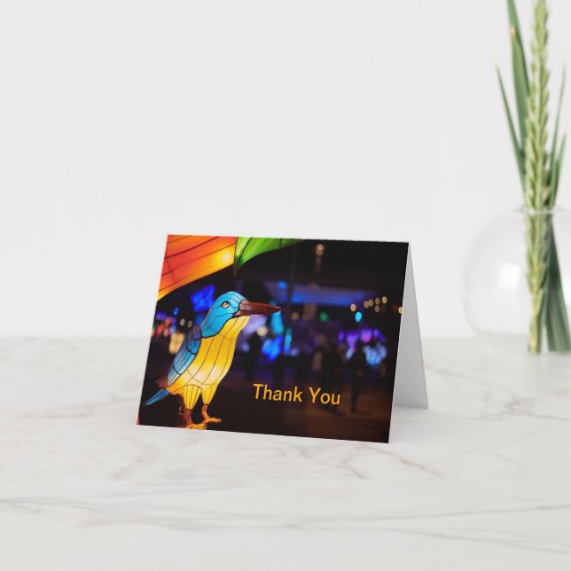 Cartão De Notas Lanterna Chinesa Art Bluebird Notecard (Frente)