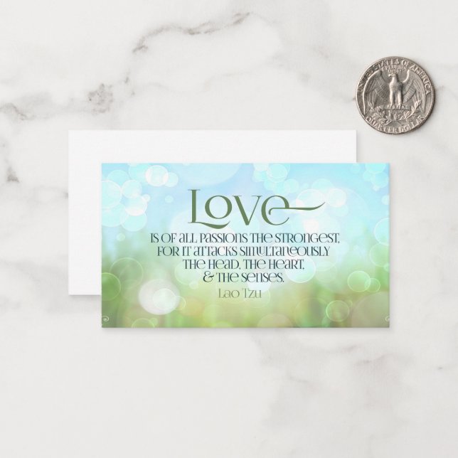Cartão De Notas Lao Tzu Citação Inspiracional "Amor" (Frente/Verso In Situ)