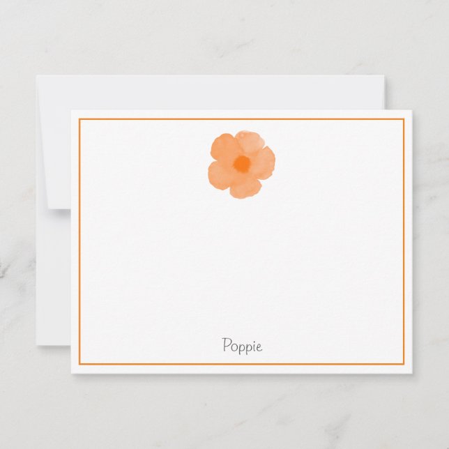Cartão De Notas Laranja Aquarela Poppy 3 (Frente)