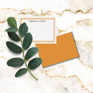 Cartão De Notas Laranja Triplo Elegante Personalizado Moderno