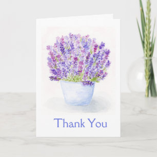 Cartão De Notas Lavanda de Aquarela pintada à mão - OBRIGADO
