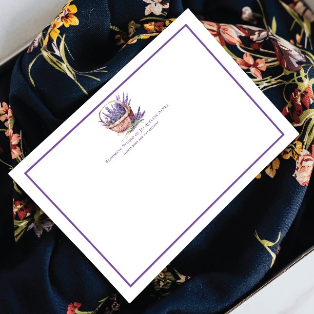 Cartão De Notas Lavanda de Compro de Flor de Aquarela Moderna (Criador carregado)