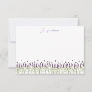Cartão De Notas Lavanda e borboletas personalizadas