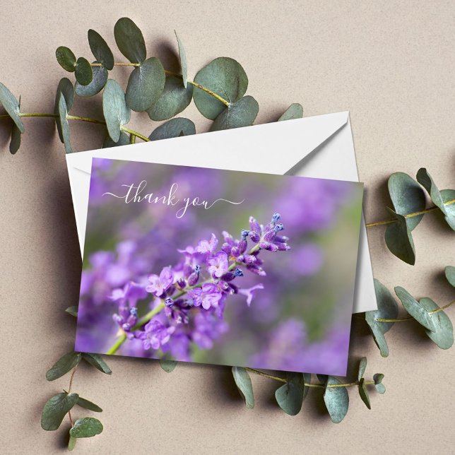 Cartão De Notas Lavanda Obrigado (Criador carregado)