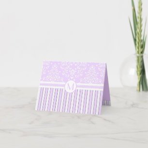 Cartão De Notas Lavender Floral Damask and Stripes-Monogram