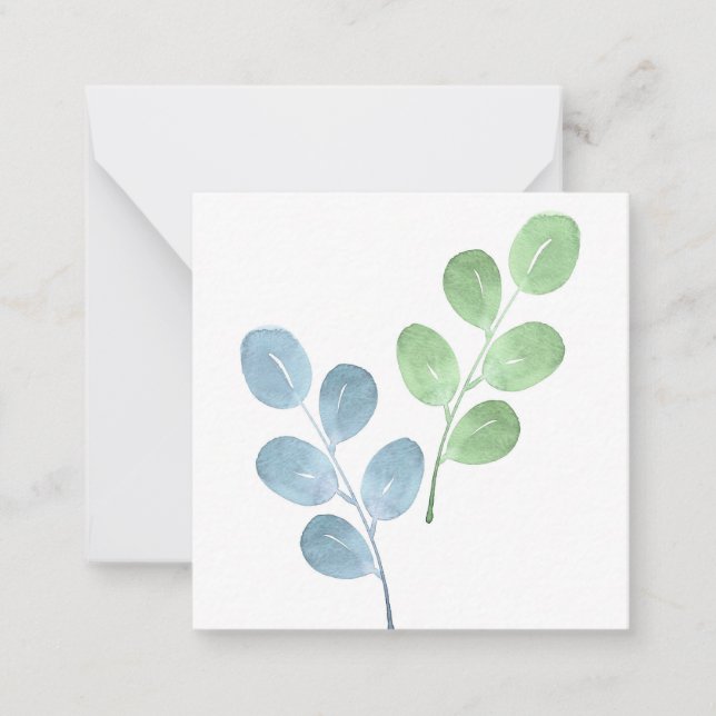 Cartão De Notas Leaf Stems Azul Vernais (Frente)