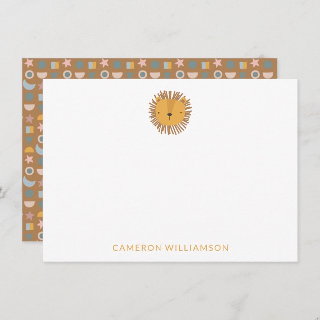 Cartão De Notas Leão-Cinto Personalizado Bebês e Crianças Obrigado (Frente/Verso)