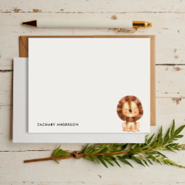 Cartão De Notas Leãozinho Bebê Fofo Minimalista Personalizado Cria