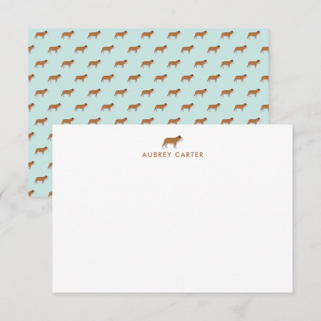 Cartão De Notas Legal Bulldog Personalizado Obrigado (Frente/Verso)