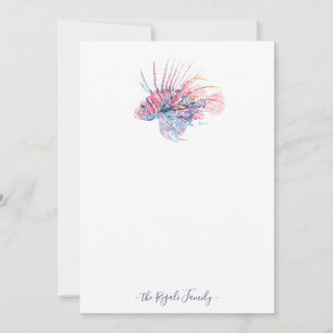 Cartão De Notas Leitura Personalizada de Lionfish de Cores Aquáti