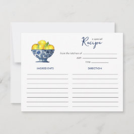 Cartão De Notas Lemons in blue and white bowl Recipe card