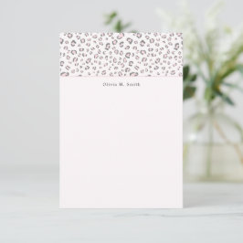Cartão De Notas Leopardo de Cinza rosa personalizado