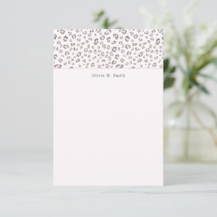 Cartão De Notas Leopardo de Cinza rosa personalizado