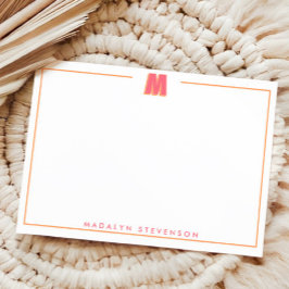 Cartão De Notas Letra Inicial M 3D Personalizada e Elegante Monogr