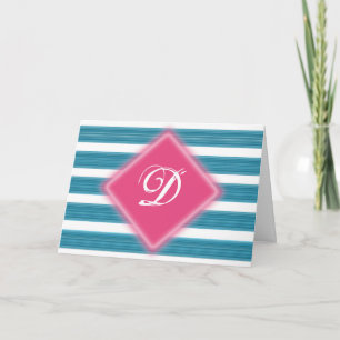 Cartão De Notas Letra inicial Notecard com tema cor-de-rosa e azul