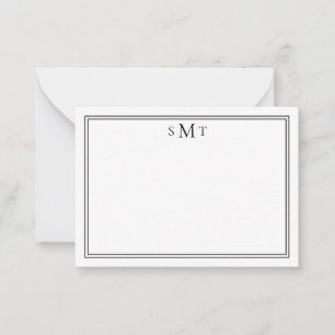 Cartão De Notas Letra Minúscula Elegante Monograma com Três Letras