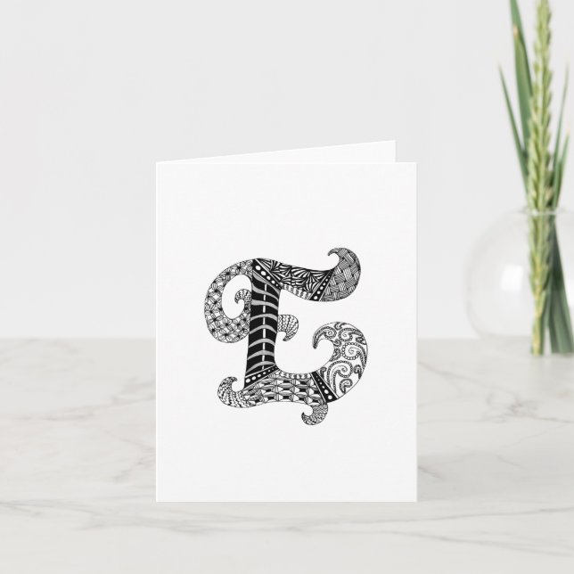 Cartão De Notas Letter E Monogram in Black and White (Frente)