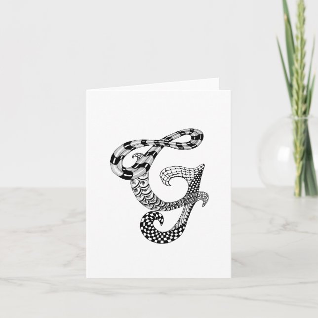 Cartão De Notas Letter G Monogram in Black and White (Frente)