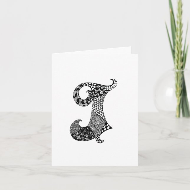 Cartão De Notas Letter J Monogram in Black and White (Frente)