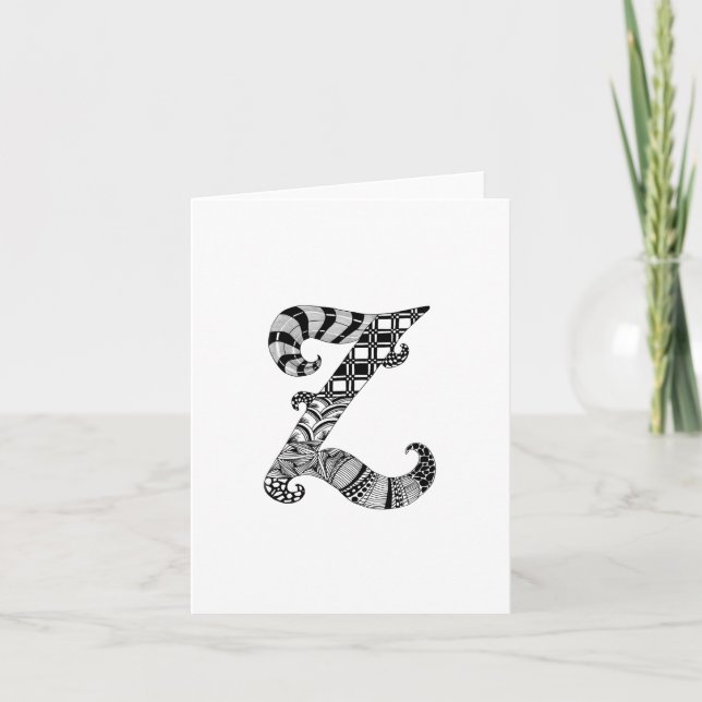 Cartão De Notas Letter Z Monogram in Black and White (Frente)