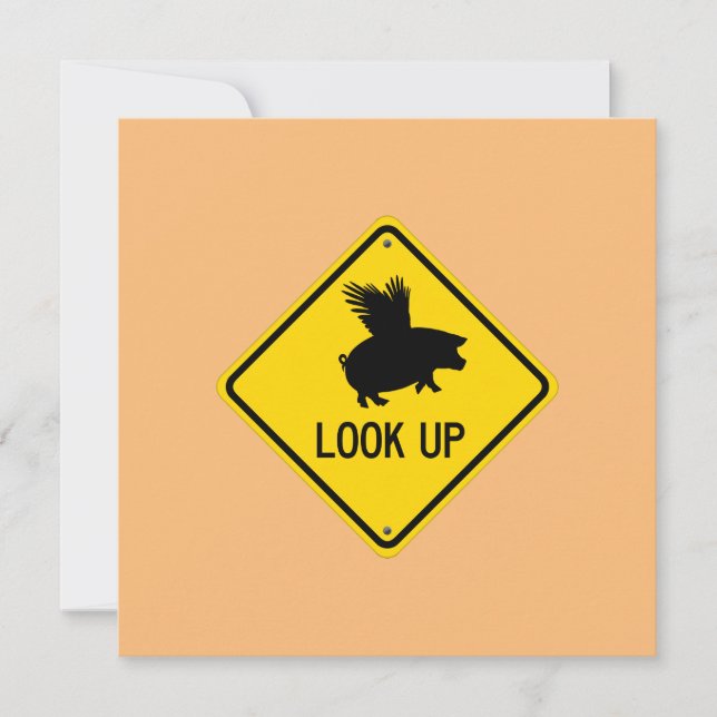 Cartão De Notas Levante Os Olhos Para Os Suínos. (Frente)