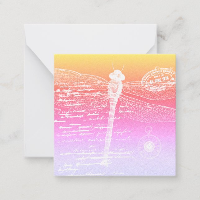 Cartão De Notas libélula de gradiente de Pastel (Frente)