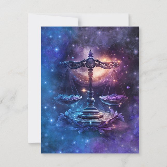 Cartão De Notas Libra Zodiac - Símbolo Watercolor Design (Frente)