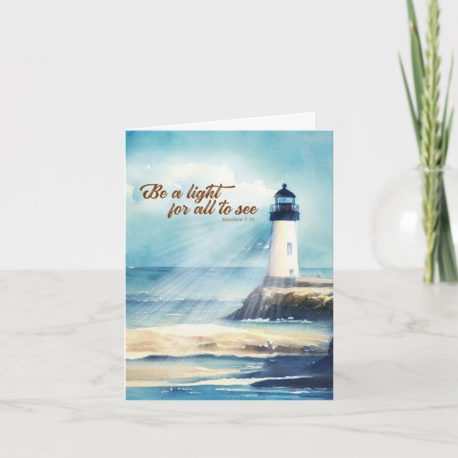 Cartão De Notas Lighthouse Christian Scripture Mattew Be a Light (Frente)
