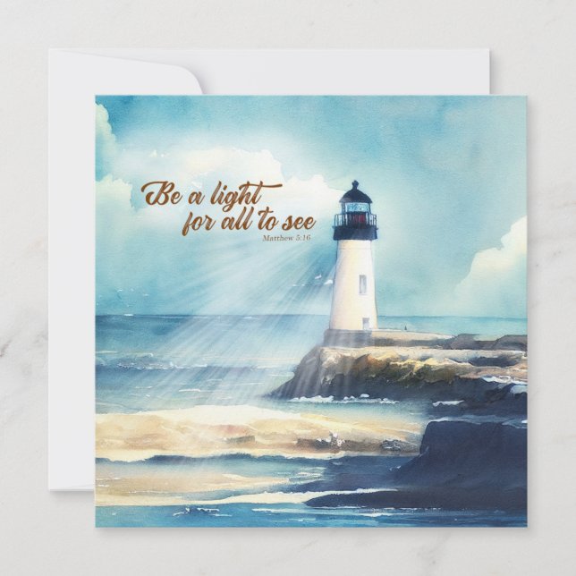 Cartão De Notas Lighthouse Christian Scripture Mattew Be a Light (Frente)