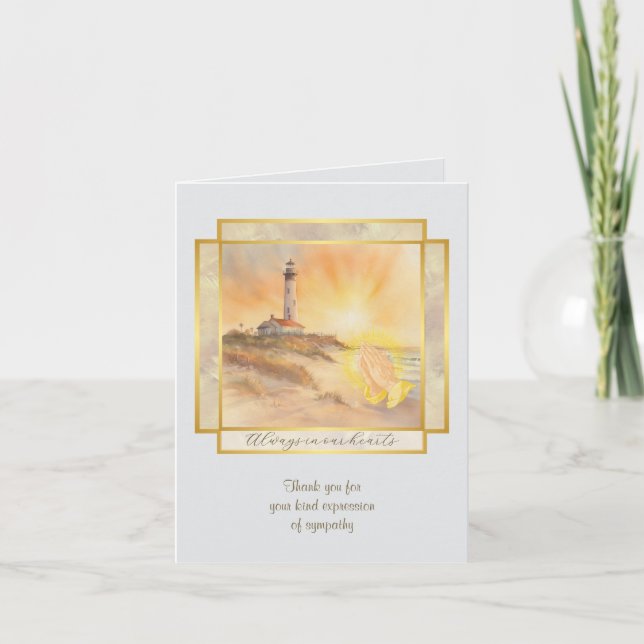 Cartão De Notas Lighthouse Sympathy Thank You Folded Note Card (Frente)