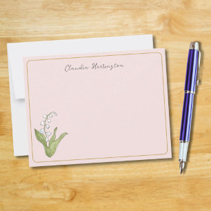 Cartão De Notas Lily do Vale Floral Botânico Girly Pink