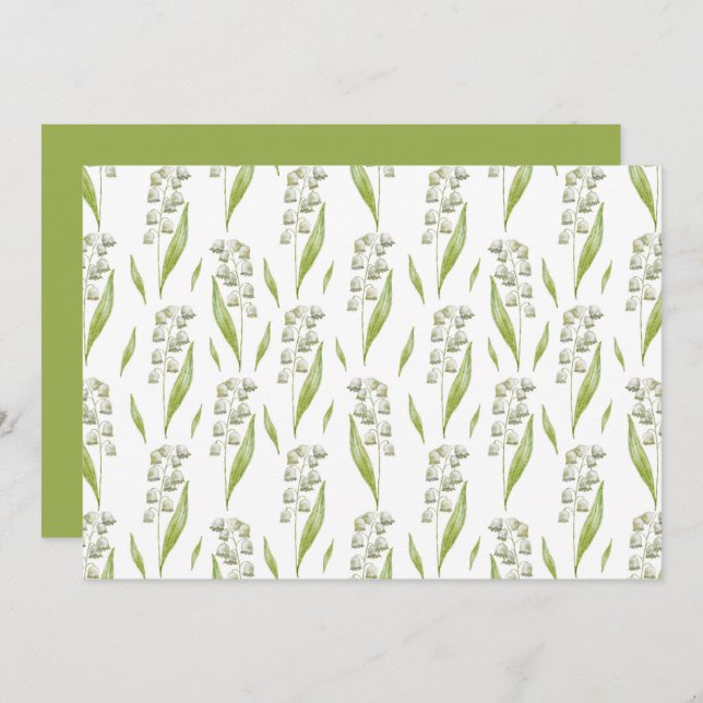 Cartão De Notas Lily of the Valley Floral Botanical Note Card (Frente/Verso)