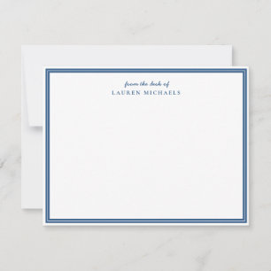 Cartão De Notas Limite Azul de Marinho Claro de Script Simples Per