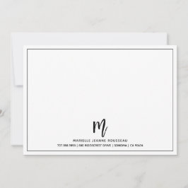 Cartão De Notas Limite Inicial do Script de Pincel do Monograma