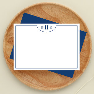 Cartão De Notas Limite mínimo de três monogramas um   Azul Marinho