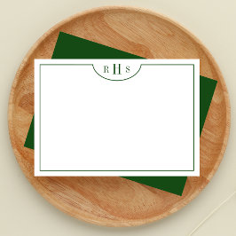 Cartão De Notas Limite mínimo de três monogramas um | Verde